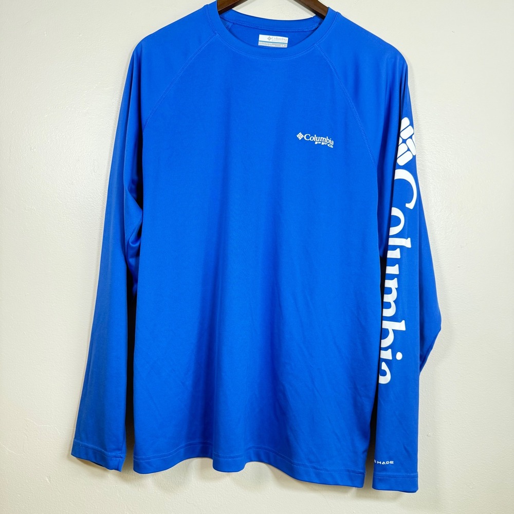 Columbia PFG Tidal Tee Sun Protection Long Sleeve Shirt Size Small Blue